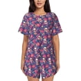 thumbnail image 1 of Pofeuu Skull colorful flower daisy Print Women's Pajama Set Short/Shorts Soft Button PJs Elastic Drawstring Waist Sleepwear-XX-Large, 1 of 6