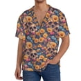 thumbnail image 1 of Pofeuu Skull daisy colorful Print Mens Casual Short Sleeve Shirts Beach Summer Spread Collar Pocket Tops Men's Casual Short-sleeved Shirt-3X-Large, 1 of 5