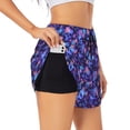 thumbnail image 1 of Pofeuu Skull daisy purple Print Women's Athletic Shorts Running Workout Shorts Tummy Control Quick Dry Gym Shorts with Pockets Double layer sports shorts-Small, 1 of 7