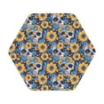 thumbnail image 1 of Pofeuu Skull daisy yellow blue Print Leather Coasters Set of 6, Round Cups Mugs Mat Pad for Home Kitchen Heat Resistant Drink Coasters,Hexagon, 1 of 7
