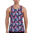 thumbnail image 1 of Pofeuu Skull flower blue Print Men's Workout Tank Tops Sleeveless Muscle Gym Shirt Quick Dry-3X-Large, 1 of 7