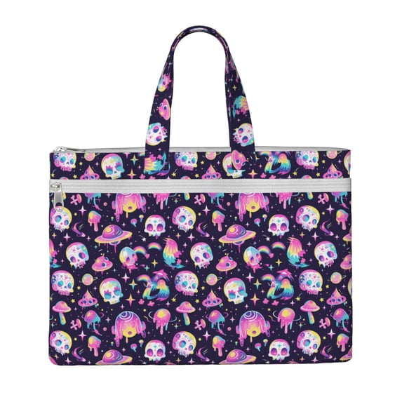 Pofeuu Skull mushroom space Print Laptop Bag Carrying - Computer Bag Laptop Case Shoulder Slim Work Travel