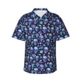 thumbnail image 1 of Pofeuu Skull purple flower Print Hawaiian Shirt for Men Sleeves Casual Button Down Summer Beach Dress Shirts T-Shirts,Large, 1 of 7