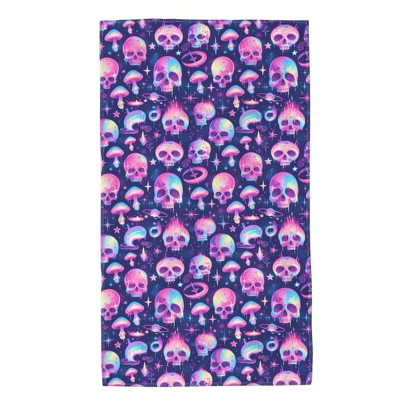 Pofeuu Skull rainbow color Print Hand Towel 27.5" x 16" Soft Absorbent Towel for Bathroom SPA Gym Hotel