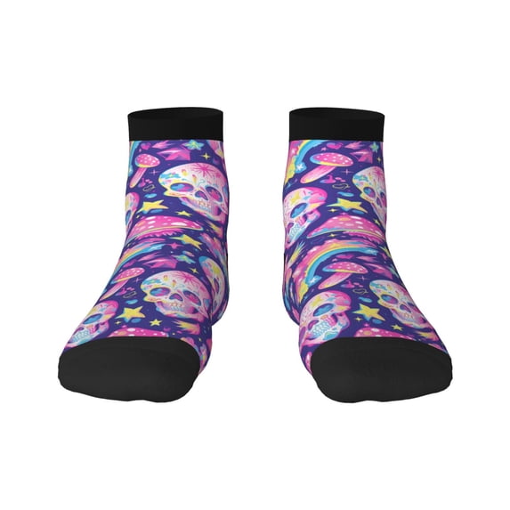 Pofeuu Skull rainbow mushroom colorful Print 30cm Socks, Adult Running Hiking Socks for Youth and Adult