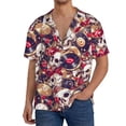 thumbnail image 1 of Pofeuu Skull record artist Print Mens Casual Short Sleeve Shirts Beach Summer Spread Collar Pocket Tops Men's Casual Short-sleeved Shirt-4X-Large, 1 of 5