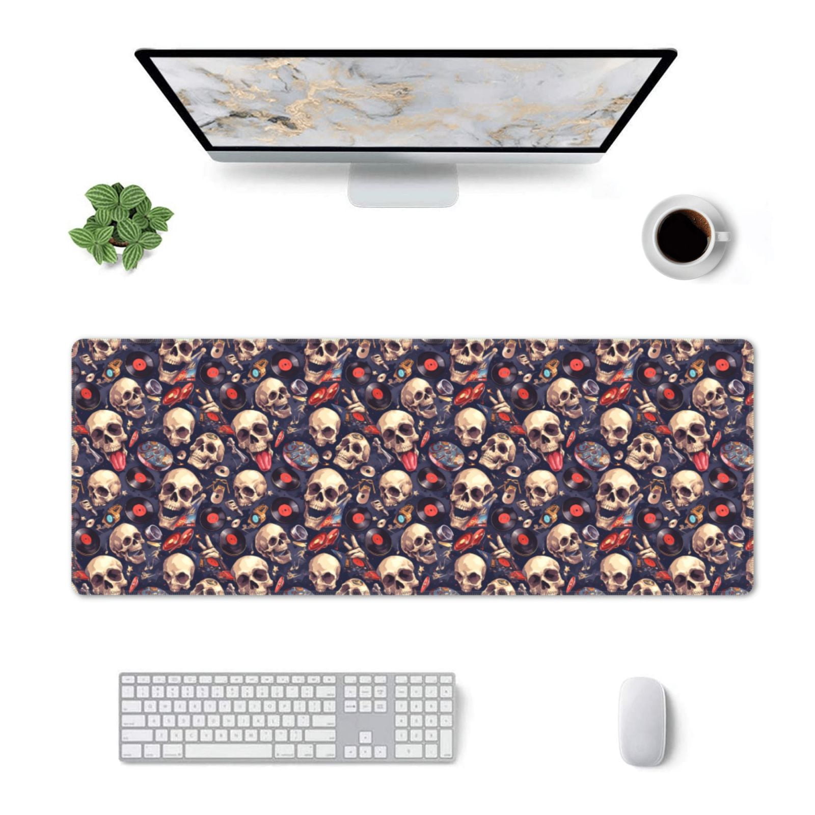 Pofeuu Skull record rock Print Desk Mat for Keyboard and Mouse，Computer ...
