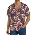 thumbnail image 1 of Pofeuu Skull rock music record Print Mens Casual Short Sleeve Shirts Beach Summer Spread Collar Pocket Tops Men's Casual Short-sleeved Shirt-X-Large, 1 of 5