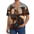 thumbnail image 1 of Pofeuu Sky Sunset Bronze Dragon Print Mens Casual Short Sleeve Shirts Beach Summer Spread Collar Pocket Tops Men's Casual Short-sleeved Shirt-Small, 1 of 5