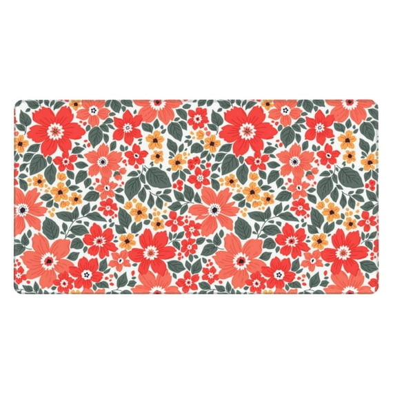 Pofeuu Small Coral Red Flowers Print Mouse Pad,Rubber, Multipurpose Comfortable Waterproof Mousepad Desk Mat for Gamer Office Home