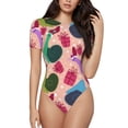 thumbnail image 1 of Pofeuu Snails Print Short Sleeve Body Suits Women Round Neck Bodysuits for Women Onesie Adult Set Body Suit-Large, 1 of 7
