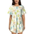thumbnail image 1 of Pofeuu Snake And Cactus Print Women's Pajama Set Short/Shorts Soft Button PJs Elastic Drawstring Waist Sleepwear-Small, 1 of 6