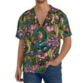 thumbnail image 1 of Pofeuu Snake And Flower Print Mens Casual Short Sleeve Shirts Beach Summer Spread Collar Pocket Tops Men's Casual Short-sleeved Shirt-X-Large, 1 of 5