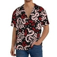 thumbnail image 1 of Pofeuu Snake And Rose Print Mens Casual Short Sleeve Shirts Beach Summer Spread Collar Pocket Tops Men's Casual Short-sleeved Shirt-4X-Large, 1 of 5