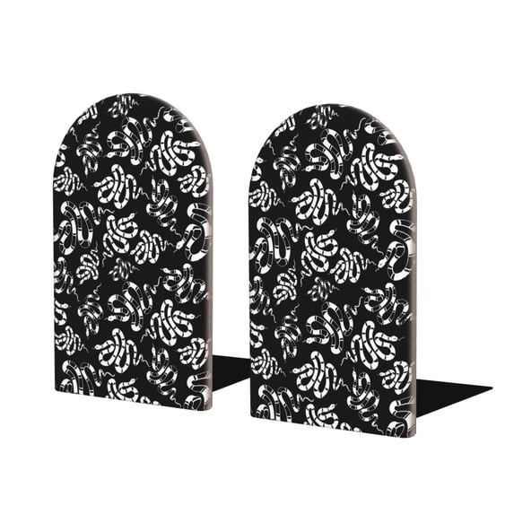 Pofeuu Snake Print Large Bookend Hold Heavy Books- Wood Bookends for Heavy Books Heavy Duty Book Ends Wood Bookends for Office Desk Non-Skid