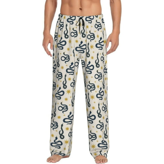 Pofeuu Snake Print Men's Pajama Pants, Soft Lounge Pajama Pants with big pockets for Men Plaid Pj Bottoms-Large
