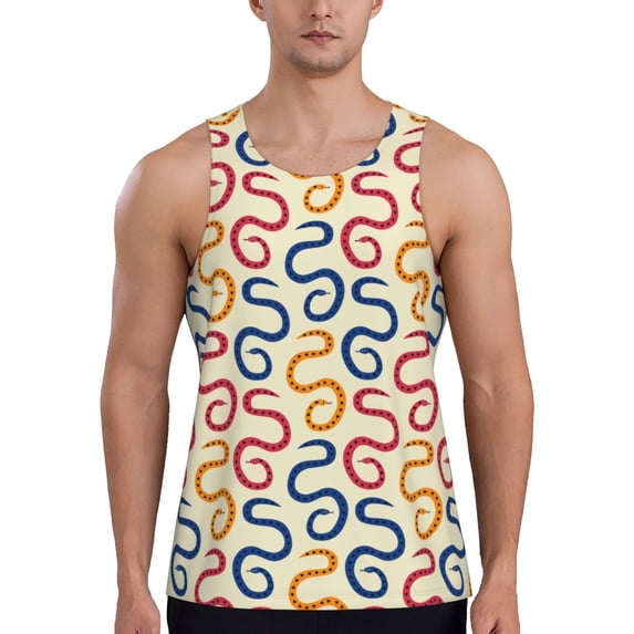 Pofeuu Snake Print Men's Workout Tank Tops Sleeveless Muscle Gym Shirt Quick Dry-Small