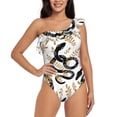 thumbnail image 1 of Pofeuu Snake Print Women's One Piece Swimsuits One Shoulder Swimwear Asymmetric Ruffle Monokinis Bathing Suits-XX-Large, 1 of 6