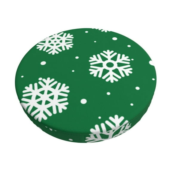 Pofeuu Snowflake Print Round Bar Stool Covers - Super Soft and Washable Elastic Stool Cushion Slipcover Easy Clean Velvet-14 inch