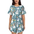 thumbnail image 1 of Pofeuu Snowflake Scarf Snowman Print Women's Pajama Set Short/Shorts Soft Button PJs Elastic Drawstring Waist Sleepwear-Large, 1 of 6