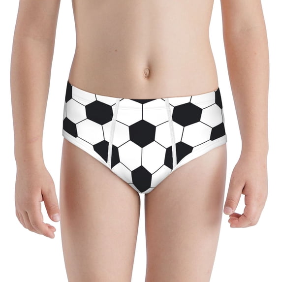 Pofeuu Soccer Ball Print Boy's Briefs Toddler Boys' Underwear, Organic Cotton, Comfort Briefs-Medium