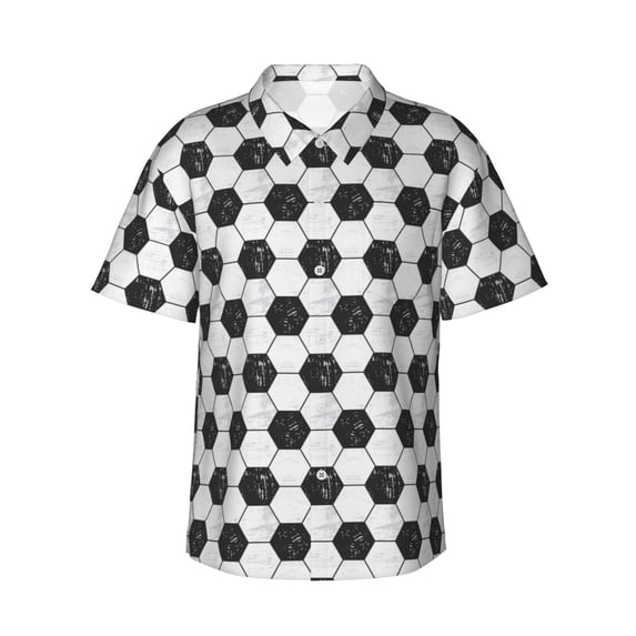 Pofeuu Soccer Print Hawaiian Shirt for Men Sleeves Casual Button Down Summer Beach Dress Shirts T-Shirts,Medium
