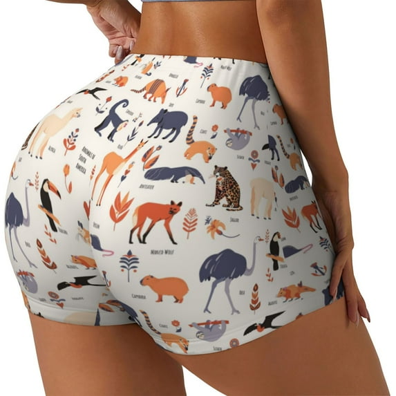 Pofeuu South American Animals Print Workout Shorts for Women Scrunch Butt Lifting High Waisted Yoga Gym Seamless Booty Biker Shorts-X-Large
