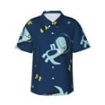 thumbnail image 1 of Pofeuu Space Dinosaur Print Hawaiian Shirt for Men Sleeves Casual Button Down Summer Beach Dress Shirts T-Shirts,Medium, 1 of 1