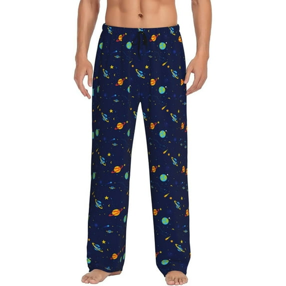 Pofeuu Space Galaxy Print Men's Pajama Pants, Soft Lounge Pajama Pants with big pockets for Men Plaid Pj Bottoms-XX-Large