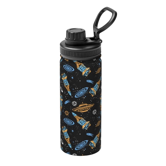 Pofeuu Space Rockets Print 18oz Sports Insulated Kettle Stainless Steel Vacuum Water Bottle Leakproof Sport Flask