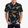 thumbnail image 1 of Pofeuu Space Rockets Print Men's Loose Fit Midweight Short-Sleeve Pocket Polo-3X-Large, 1 of 6