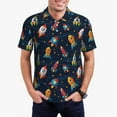 thumbnail image 1 of Pofeuu Spaceships and Stars Print Men's Loose Fit Midweight Short-Sleeve Pocket Polo-XX-Large, 1 of 6