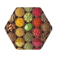 thumbnail image 1 of Pofeuu Spices And Herbs Print Leather Coasters Set of 6, Round Cups Mugs Mat Pad for Home Kitchen Heat Resistant Drink Coasters,Hexagon, 1 of 7