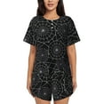 thumbnail image 1 of Pofeuu Spider Web Black Print Women's Pajama Set Short/Shorts Soft Button PJs Elastic Drawstring Waist Sleepwear-Small, 1 of 6