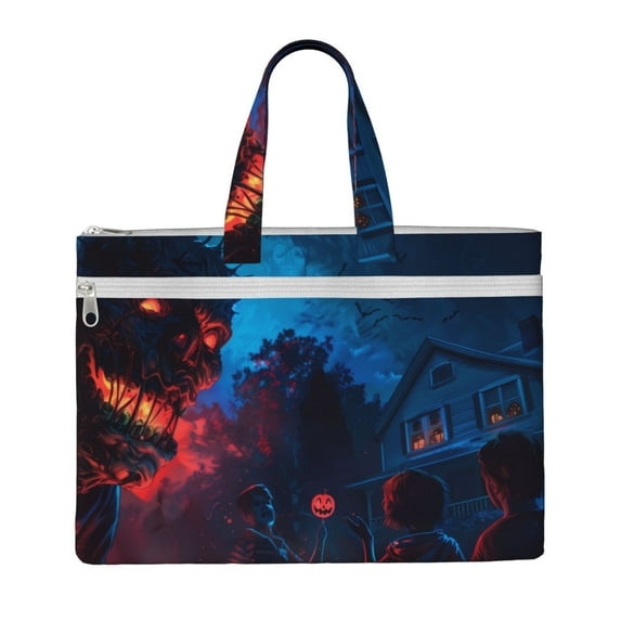 Pofeuu Spooky Halloween Night Scene Print Laptop Bag Carrying - Computer Bag Laptop Case Shoulder Slim Work Travel
