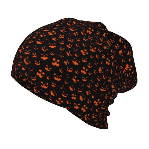 Pofeuu Spooky Pumpkin Face Print Toddler Beanies for Boys Baby Warm Slouchy Skullcap Hats Toddler Beanie Knit Caps Hats for Kids