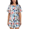 thumbnail image 1 of Pofeuu Sport Items Print Women's Pajama Set Short/Shorts Soft Button PJs Elastic Drawstring Waist Sleepwear-Large, 1 of 6