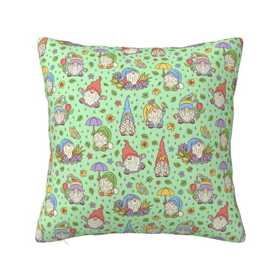 Pofeuu Spring Gnomes Print Double-sided plush pillowcase Square Throw Pillow Covers Pillows Cover for Living Room Bedroom Sofa Couch Cushion Cover(No pillow core)-12"x12"