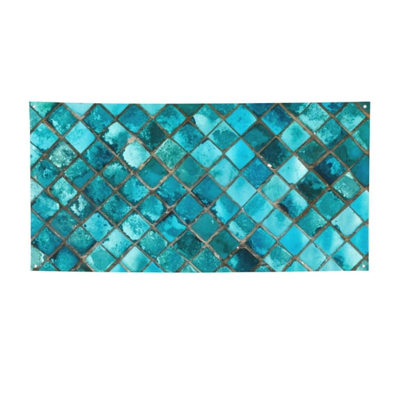 Pofeuu Square Glass Mosaic Print Colorful Yard Festival Banner Sign Party Outdoor & Indoor Party Decoration Banne Festival Yard Sign-Small
