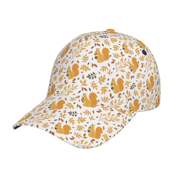 Pofeuu Squirrel And Leaves Print Adult Adjustable Embroidered Graphic Baseball Hat for Men and Women