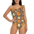 thumbnail image 1 of Pofeuu Squirrel And Maple Leaves Print Women's One Piece Swimsuits One Shoulder Swimwear Asymmetric Ruffle Monokinis Bathing Suits-XX-Large, 1 of 6