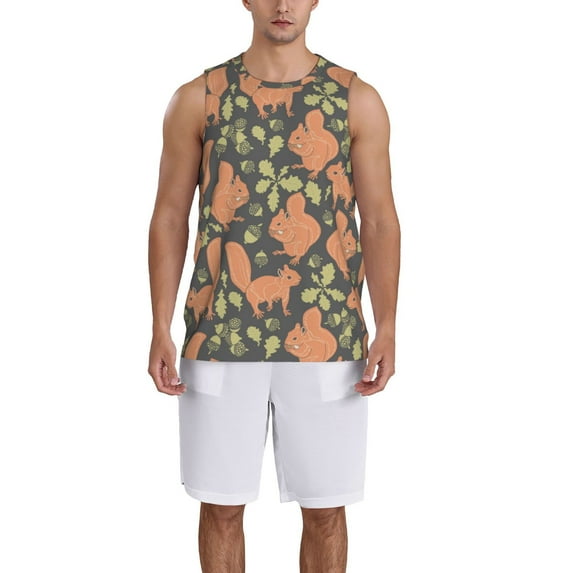 Pofeuu Squirrel And Nuts Print Basketball Jersey, Shirts for Men Youth Basketball Jersey Crew Neck-4X-Large