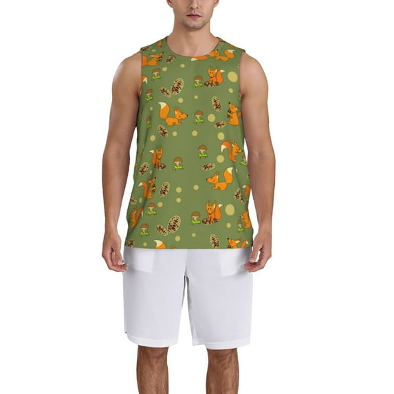 Pofeuu Squirrel And Nuts Print Basketball Jersey, Shirts for Men Youth Basketball Jersey Crew Neck-Medium