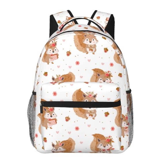 Pofeuu Squirrel Giving A Gift Print Backpack for Men and Women - Basic Bookbag Casual Daypack Backpacks for College Work Travel-One Size