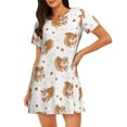 thumbnail image 1 of Pofeuu Squirrel Giving A Gift Print Women's Loose Fit Short Sleeve Nightgown, Comfortable Sleep Dress for Women, Casual Lounge Sleepwear, Soft Cotton Sleep Dress, 1 of 6