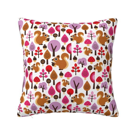 Pofeuu Squirrel In The Forest Print Double-sided plush pillowcase Square Throw Pillow Covers Pillows Cover for Living Room Bedroom Sofa Couch Cushion Cover(No pillow core)-16"x16"