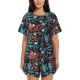 thumbnail image 1 of Pofeuu Squirrel Owl Autumn Maple Leaves Print Women's Pajama Set Short/Shorts Soft Button PJs Elastic Drawstring Waist Sleepwear-Medium, 1 of 6