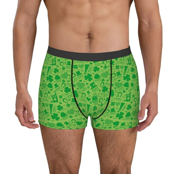 Pofeuu St Patrick's Day Print Men’s Boxer Briefs, Moisture-Wicking Underwear, Regular,Trunk-Large