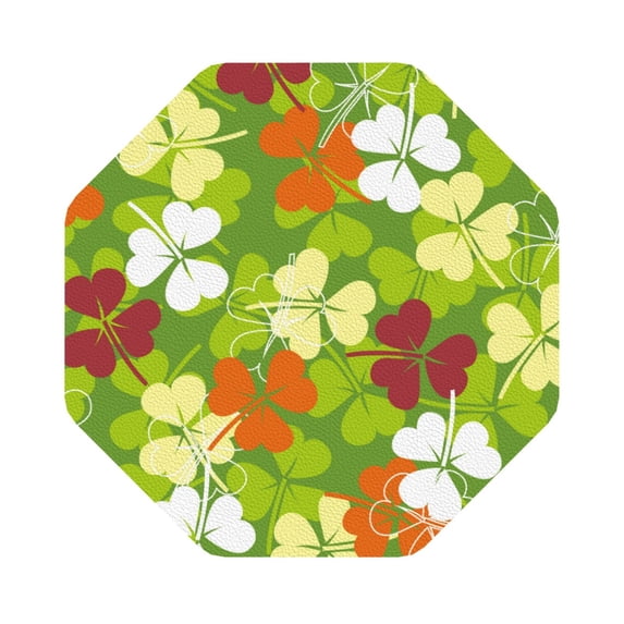 Pofeuu St. Patrick's Day3 Print Leather Coasters Set of 6, Round Cups Mugs Mat Pad for Home Kitchen Heat Resistant Drink Coasters,Octagon
