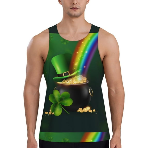 Pofeuu St. Patrick's Day4 Print Men's Workout Tank Tops Sleeveless Muscle Gym Shirt Quick Dry-Medium